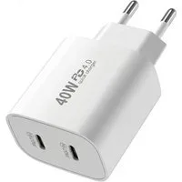 Futurea 40W Ladestecker Dual Fast-Charging Schnellladegerät Smartphone-Ladegerät (Packung, 1-tlg., Gleichzeitig zwei Geräte laden, Dual-Anschluss mit USB-A und USB-C)