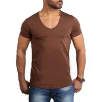 Young & Rich T-Shirt Herren Uni Basic extra tiefer Ausschnitt Unterziehshirt 1315 V-Ausschnitt unifarben kurzarm slim fit