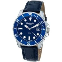 Eichmüller Quarzuhr Herrenuhr RE3006 Taucheruhr Look 41 mm Blau Lederarmband Datum