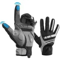 ROCKBROS Fahrradhandschuhe Winterhandschuhe mit Polarfleece, Touchscreen & Reflektierende TOUCHSCREEN-KOMPATIBLE FINGERSPITZEN