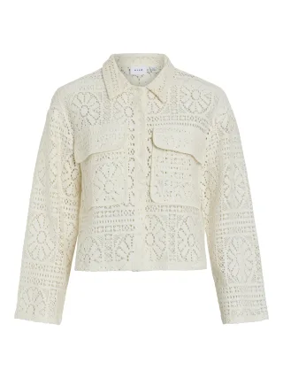 VILA - VIMERINDA CROCHET L/S SHIRT - NOOS birch - Gr. - M