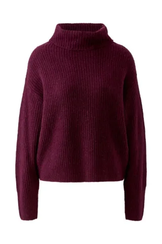 Oui - Strickpullover mit Rollkragen rot - Gr. - 34