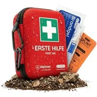 FLEXEO Erste-Hilfe-Set Traveller, (1 St), Kompaktes Notfallset mit Karabinerhaken für Wandern, Fahrrad, Outdoor