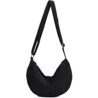 ITALYSHOP24 Schultertasche Damen Tasche MOON Halbmond Cross Over Body Bag Umhängetasche Suedette, Tragekomfort Hüft Brust Bauch Gürtel Rücken Slingtasche Wildlederoptik