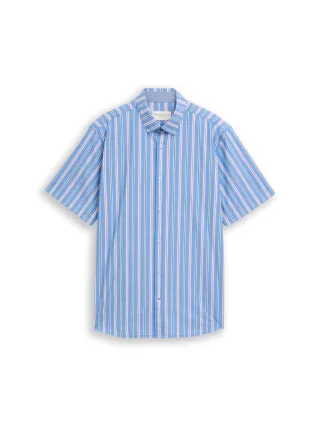 Tom Tailor - Regular Fit Kurzarmhemd mit Streifen surf blue colorful stripe - Gr. - L