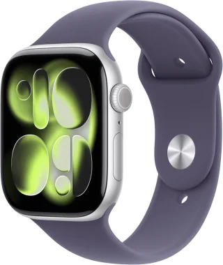 Apple Watch Series 11 [GPS inkl. Sportarmband S/M violett] 46mm Aluminiumgehäuse silber