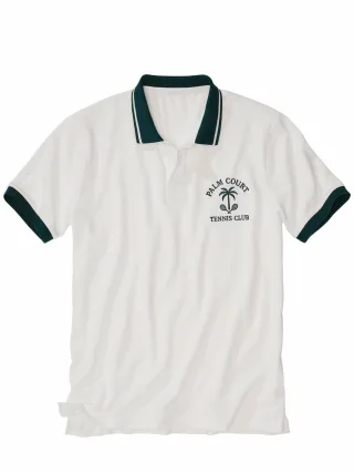 Mey & Edlich Herren Polo Palm Court Tennis Club Weiß 100 % Baumwolle