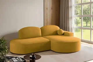 Ecksofa Schlafsofa Sofa GIRONA Stoff Salvador Honiggelb Ottomane Rechts