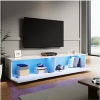 SONNI Lowboard Lowboard 160 cm Breite, Modern in Weiß & Schwarz, LED-Lichteffekten