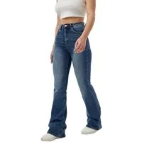 Ital-Design Bootcut-Jeans Hochbund-Jeans für Damen – Elegantes Design und Komfort (90800229) Used-Look Stretch Bootcut Jeans in Blau