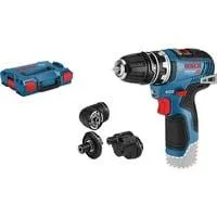 Akku-Bohrschrauber GSR 12V-35 FC solo Professional, 12Volt blau/schwarz, ohne Akku und Ladegerät, mit FlexiClick Aufsätzen, L-BOXX