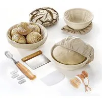 GLIESE Gärkorb Gärkorb Set mit Brotbacken Bäckermesser Gärkörbchen Oval, (Set 10-tlg), Rund Proofing Baskets 25x8 cm, 23x8,5 cm, 20x8 cm