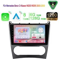 A-Sure Android 15 Carplay Für Mercedes Benz C-Klasse W203 W209 2005-2009 Autoradio (8Core, 4 Core, Digitalradio (DAB), FM, AM, 1280*800 IPS Screen)