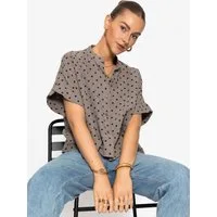 SASSYCLASSY Langarmbluse Musselin Bluse mit Blumenprint für Damen Weiche Bluse mit kurzen Ärmeln in lockerem Schnitt Rosa