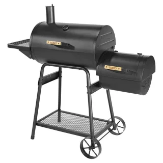 Taino Smoker, Schwarz, Metall, 132x118x56 cm, Grills & Outdoor-Küchen, Holzkohlegrills