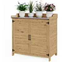 Bealife Garten-Geräteschrank Gerätehaus Geräteschrank, mit Arbeitsplatte, Asphaltdach, 98 x 48 x 95 cm,Natur, grau erhältlich