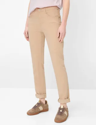 Brax Damen Five-Pocket-Hose Style CAROLA SANDSHELL, denim beige, Gr. 48K