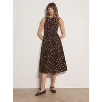 Apricot Midikleid Kleid mit Polka-Dot-Muster mit Schlüssellochausschnitt am Rücken