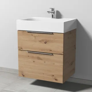 Sanipa 3way Waschtischunterbau zu Kaldewei Silenio Waschtisch mit 2 Auszügen, Eiche Natural-Touch UM45585