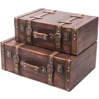 HMF Aufbewahrungsbox Handgefertigter Vintage Koffer aus Holz (versch. Größen), Deko Koffer, Geschenkkoffer im als im Klassik Design