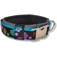 D by E Couture Hunde-Halsband "Metallic Paws II", gepolstert, verstellbar, 30mm breit, Handmade