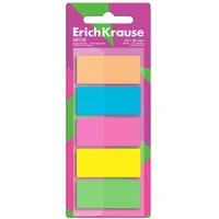 Erich Krause Haftnotizblock, Seitenmarker 20mm Neon Plastik beschriftbar & wiederablösbar 100 Blatt