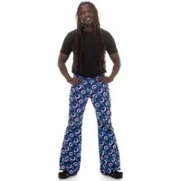 Comycom Schlaghose Herren 70er STAR DOTS Blau