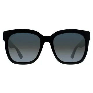 Gucci Square Womens Schwarz mit grünen und roten Glitter grau Gradient GG0034SN Sonnenbrille