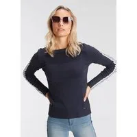 Arizona Langarmshirt langärmelig, figurbetont, unifarben mit Farbeinsätzen