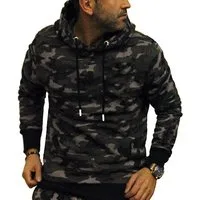 RMK Kapuzenpullover Herren Pullover Hoodie mit Kapuze in Camouflage, Tartmuster