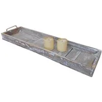 Deko-Impression Dekotablett Großes, rustikales Deko-Tablett Holz shabby grau-beige 75 cm (1 St)