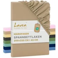 Lavea Spannbettlaken Bettlaken, Spannlaken Mikrofaser, 180x200cm, 200x200cm, (2 Stück), kühlend & atmungsaktiv, schnelltrocknend, weich, pflegeleicht