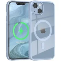EAZY CASE Handyhülle Transparente Hülle mit MagSafe für iPhone 14 6,1 Zoll, Softcase, Schutzhülle mit Displayschutz, stoßfest, kratzfest, Hellblau