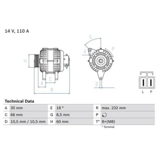 Bosch Lichtmaschine 110A Opel Astra Combo Corsa Meriva 1,7 0986048301