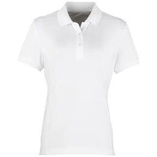 Premier Damen Coolchecker Piqué Polo-Shirt / Polohemd, Kurzarm (Weiß)