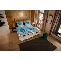 PURE luxury collection Wendebettwäsche Beach heart, Microfaser, 2 teilig, Mikrofaser, 135x200, Pflegeleicht, Reißverschluss, Wende, Strand, Blau