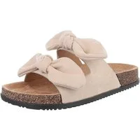 Ital-Design Bequeme Damen-Sandalen mit Bändern für den Sommer Pantolette (89368704) Flach Pantoletten in Beige