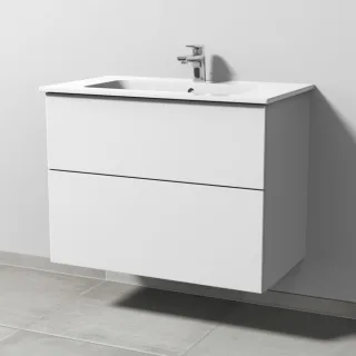 Sanipa 3way Waschtischunterbau zu Duravit ME by Starck Waschtisch mit 2 Auszügen, Weiß-Soft SM72543