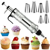 Agger Spritzbeutel Edelstahl-Dessert-Spritzset mit 6 Spritztüllen geeignet zur Dekoration von Kuchen, Keksen und anderen Desserts