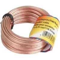Hama Lautsprecherkabel 2x 0,75mm² 20m Transparent Audio-Kabel, Roh, (2000 cm), 2-adrig Kupfer-Kabel für Boxen-Kabel Hifi LS