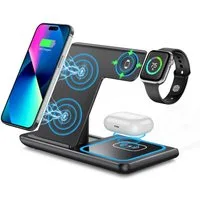 ibettertec 2026 Neues Kabelloses Ladegerät,Induktive Ladestation 4 in 1, Induktions-Ladegerät (4 in 1 iPhone Ladestation, 25W Wireless Charger, Qi 2.0 Schnellladung, Schnellladegerät für iPhone 8–17 Serie, Apple Watch, AirPods & Samsung)
