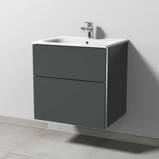 Sanipa 3way Waschtischunterbau zu Geberit Renova Plan Slim Waschtisch mit 2 Auszügen, Anthrazit-Matt BR68622