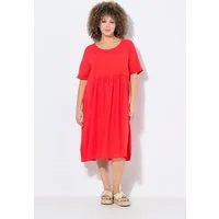 Ulla Popken Jerseykleid Kleid Leinenmix A-Linie Rundhals Halbarm