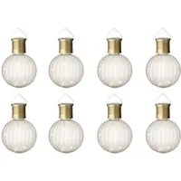 Lumineo LED Solarleuchte, Solar Gartenleuchten LED Kugel Glühbirnen Kunststoff 8x11cm 8er Set