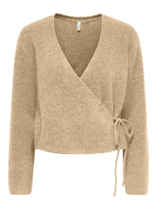 ONLY - ONLLIVA LS V-NECK WRAP KNT Beige - Gr. - XS