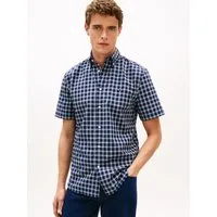 Tommy Hilfiger Kurzarmhemd FLEX POPLIN CHECK Regular Fit Button-Down-Kragen