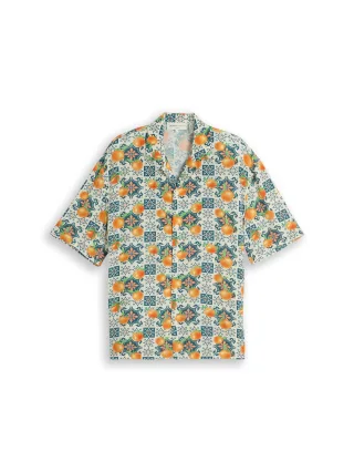 Denim Tom Tailor - Loose Fit Resort Kurzarmhemd mit Rückenprint colorful fruit print - Gr. - L