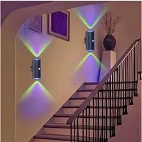 PRIISF LED Würfel Akku Wandleuchte mit Bewegungsmelder Wandlampe RGB Up Down Wandlicht, USB-Wiederaufladbare, Batterie Batteriebetrieben Flur Treppen Wandbeleuchtung, RGB Farbwechsel, Innen Strahler Leuchten für Treppe, Flur, Wohnzimmer, Schlafzimmer