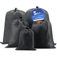 EAZY CASE Kofferorganizer 5er Set Koffer Organizer Bags, Packbeutel Koffer Organizer Backpack Wäschesack mit Kordelzug Grau