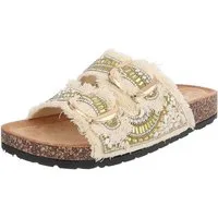 Ital-Design Damen Pantolette mit Schnallen und Komfortfußbett Pantolette (91742243) Flach Pantoletten in Gold